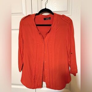 Orange Button-Up Blouse